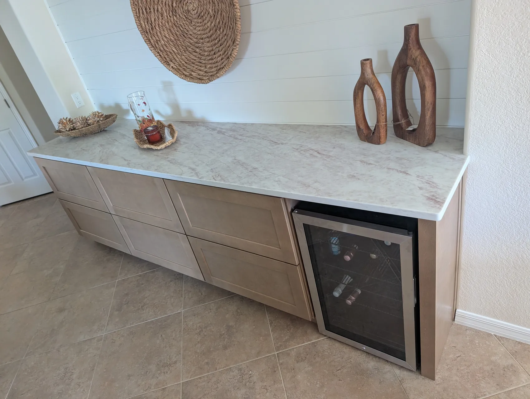 Completed built-in cabinetry with countertop
