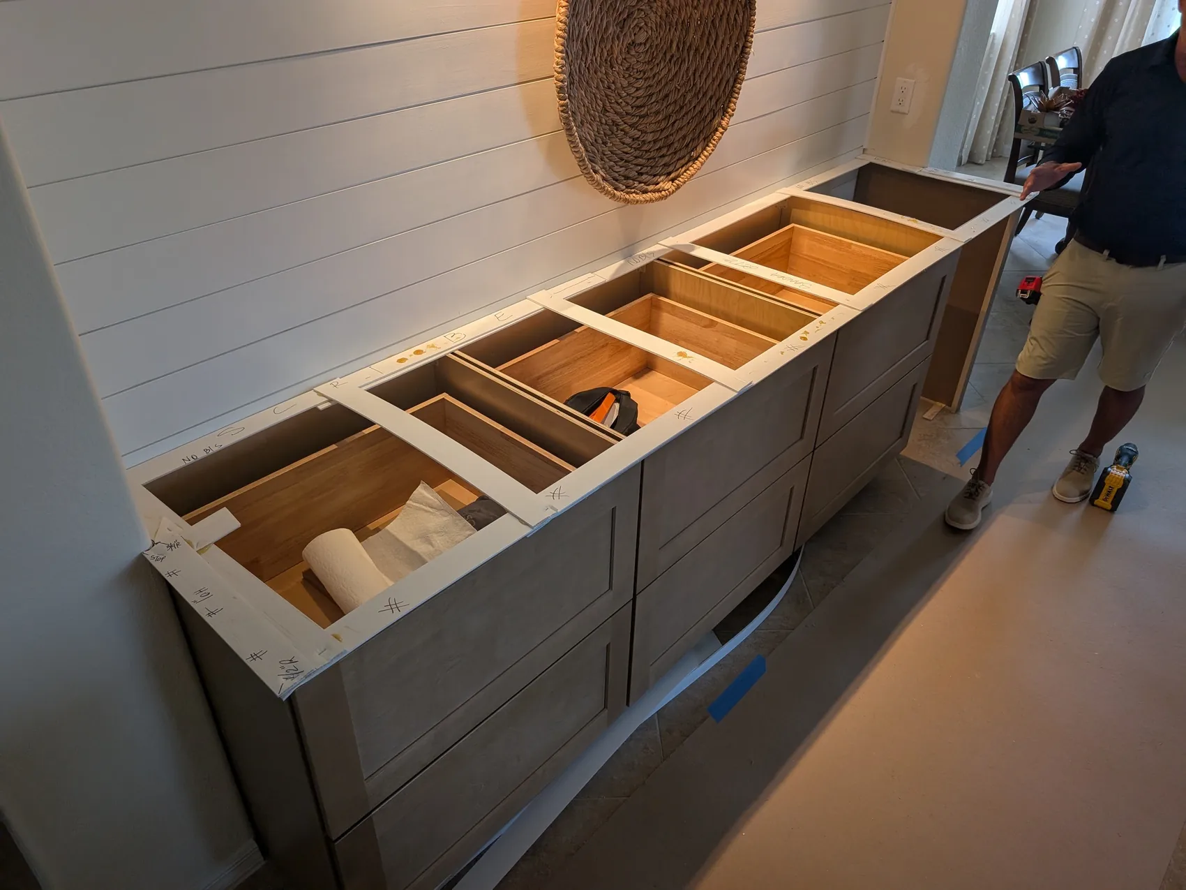 Built-in cabinetry under construction